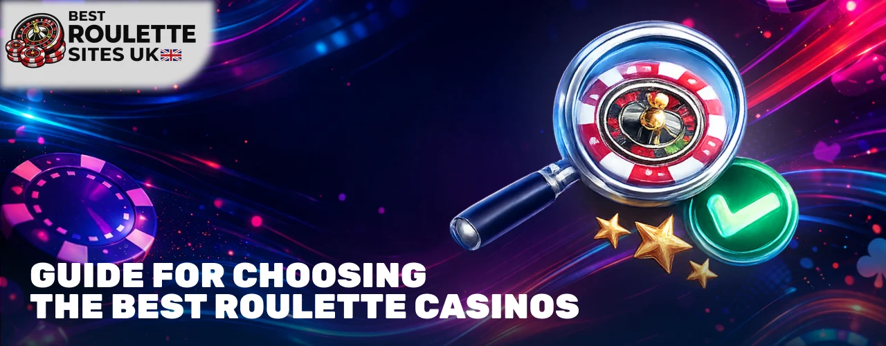 Guide to choosing the best roulette casinos with magnifier, roulette wheel and trust symbols
